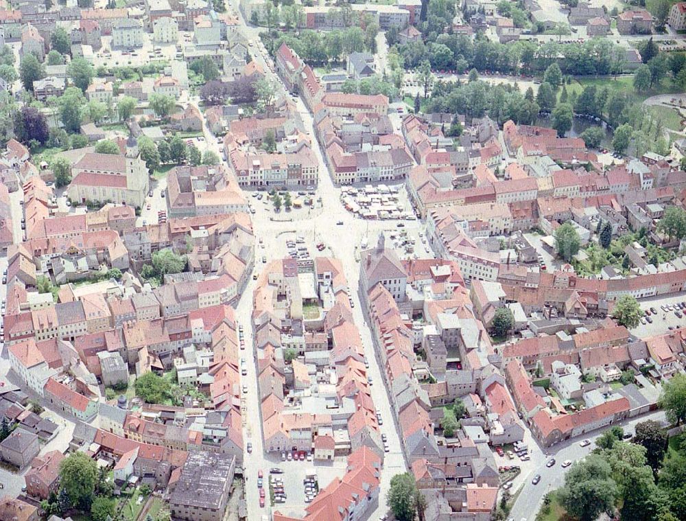 Aerial photograph Bischofswerda / Sachsen - Stadtzentrum mit dem Marktplatz in Bischofswerda / sachsen.