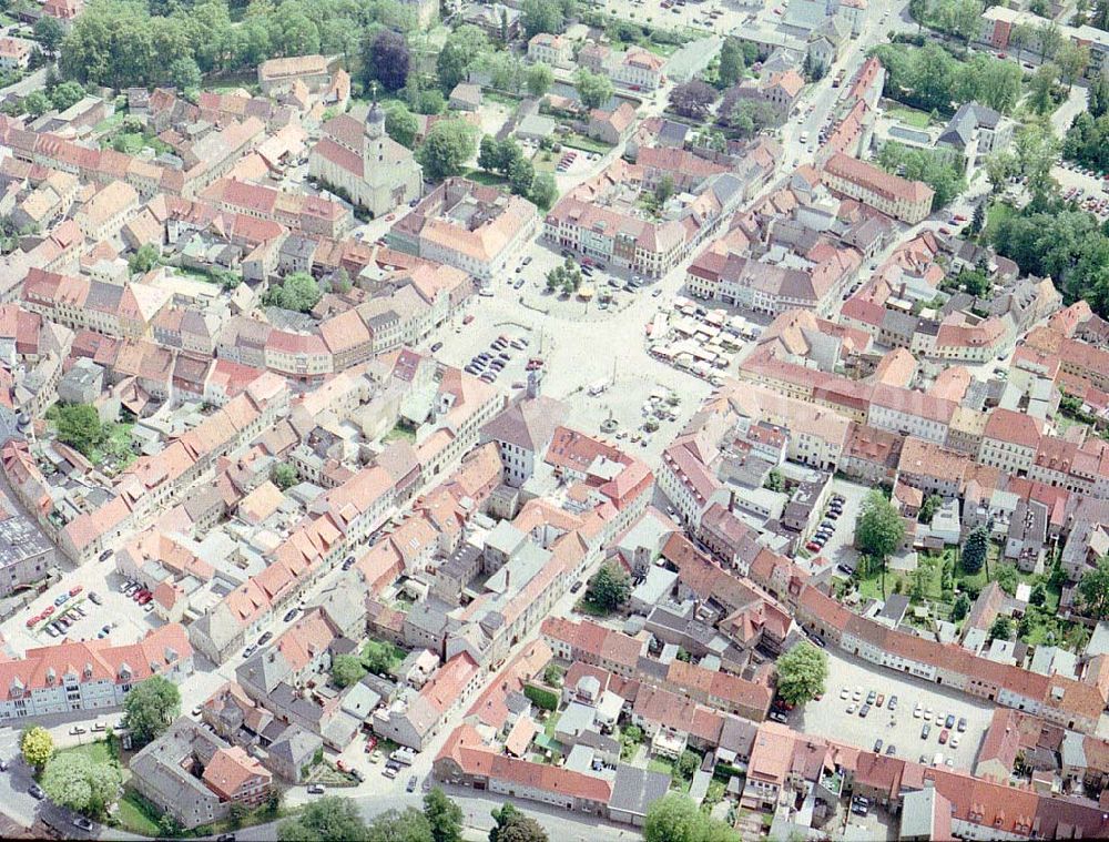 Bischofswerda / Sachsen from above - Stadtzentrum mit dem Marktplatz in Bischofswerda / sachsen.