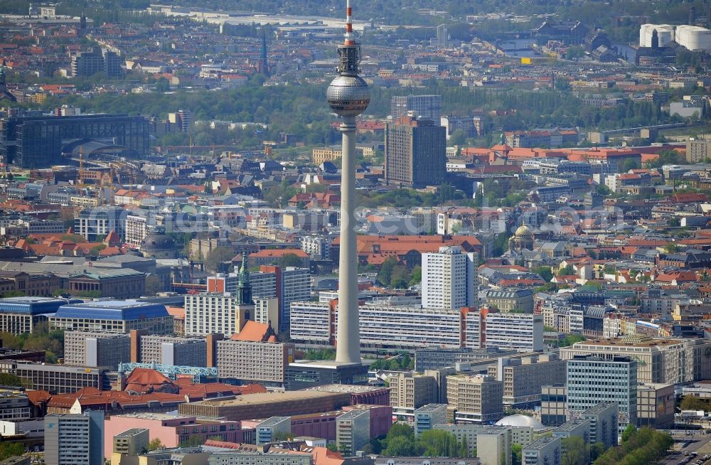 Berlin Friedrichshain from above - East city center at Alexanderplatz in Berlin - Mitte