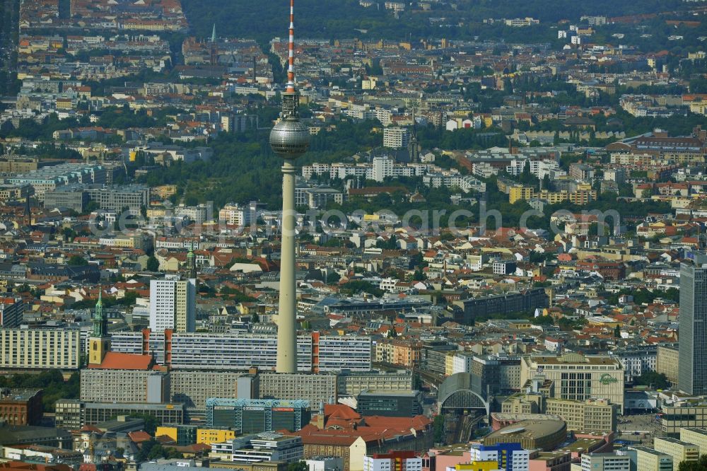 Aerial photograph Berlin - City Center East Berlin on TV tower in destrict Mitte