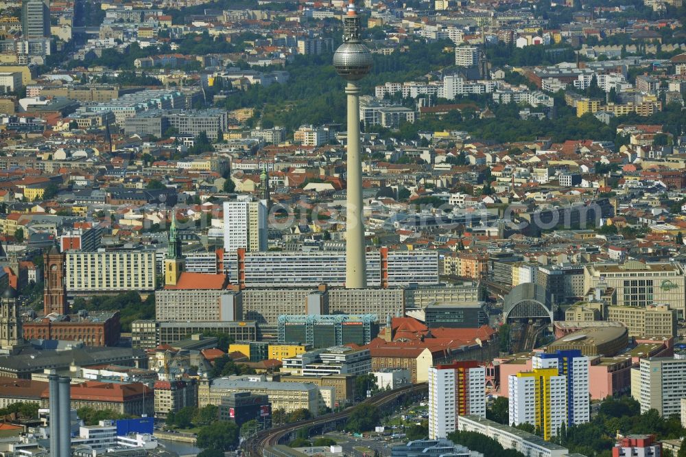 Berlin from above - City Center East Berlin on TV tower in destrict Mitte