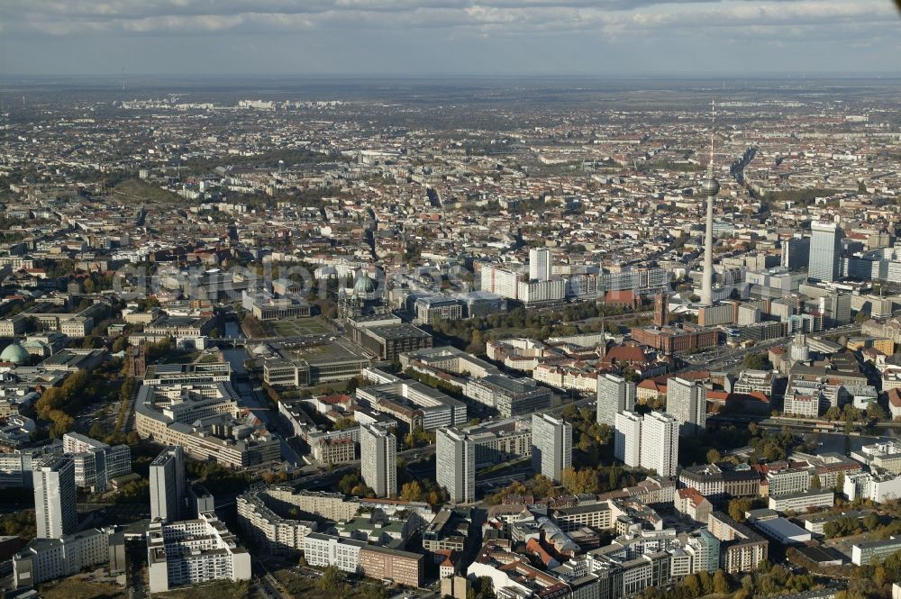 Berlin from the bird's eye view: City East on Leipziger Strasse - fishing island and by Spittelmart in Mitte in Berlin