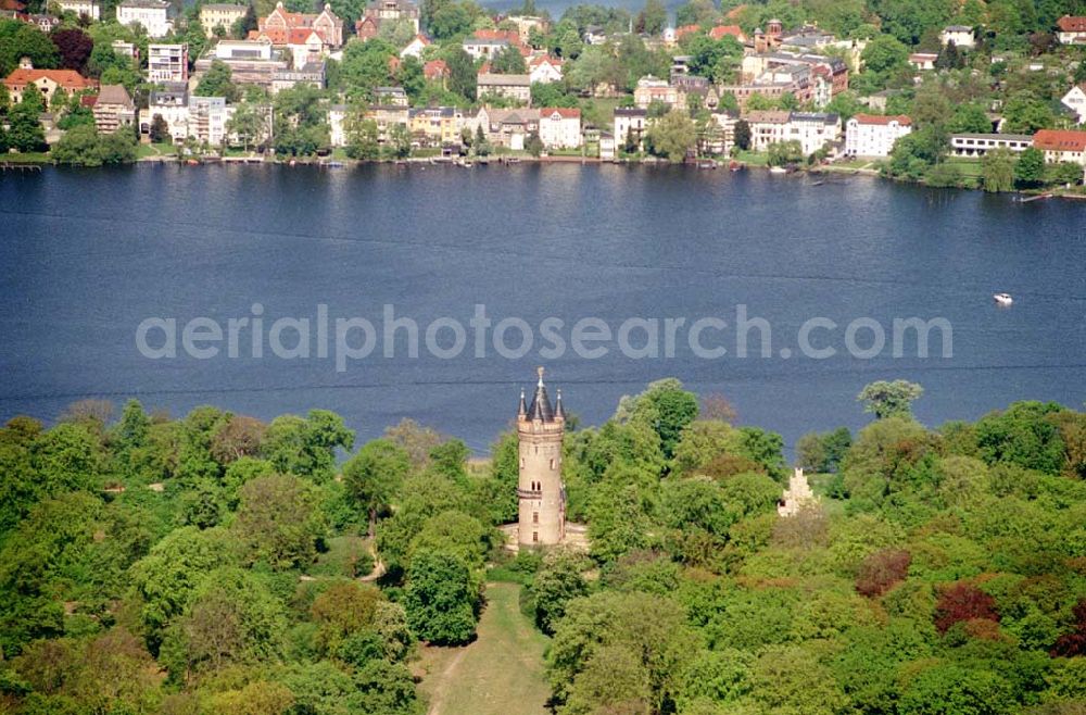 Potsdam / Brandenburg from above - Stadtzentrum Potsdam mit dem Flatowturm und Park Potsdam - Babelsberg Datum: 05.05.03