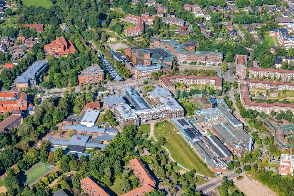 Norderstedt from above - City center town hall S-Bahn in Norderstedt in the state Schleswig-Holstein, Germany