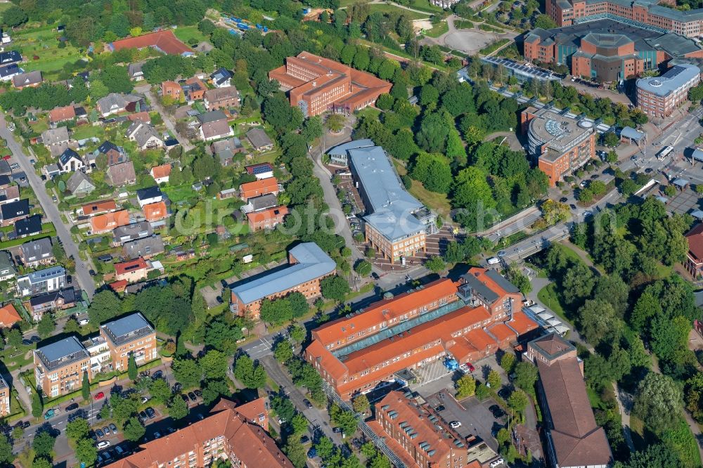 Aerial image Norderstedt - City center town hall S-Bahn in Norderstedt in the state Schleswig-Holstein, Germany