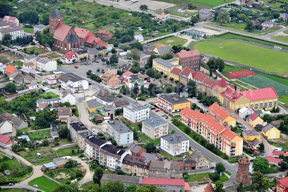 Recz / Reetz from above - View of the town centre of Reetz in the province Westpommern