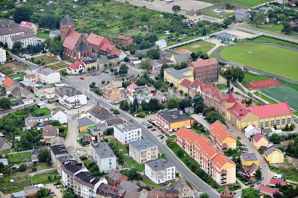 Recz / Reetz from the bird's eye view: View of the town centre of Reetz in the province Westpommern