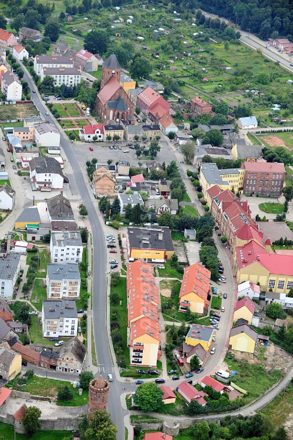 Recz / Reetz from the bird's eye view: View of the town centre of Reetz in the province Westpommern