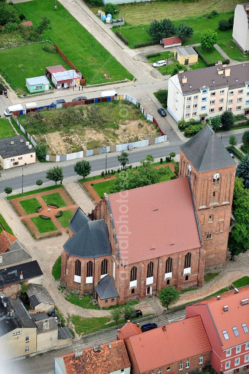 Aerial photograph Recz / Reetz - View of the Christ Church in the town centre of Reetz in the province Westpommern