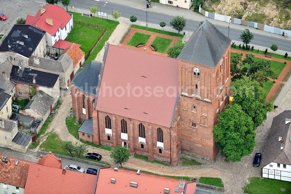 Recz / Reetz from above - View of the Christ Church in the town centre of Reetz in the province Westpommern