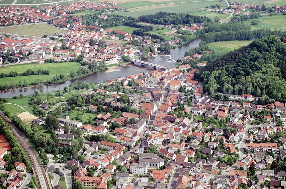 Aerial image Regenstauf/ Bayern - Stadtzentrum von Regenstauf an der Donau in Bayern.