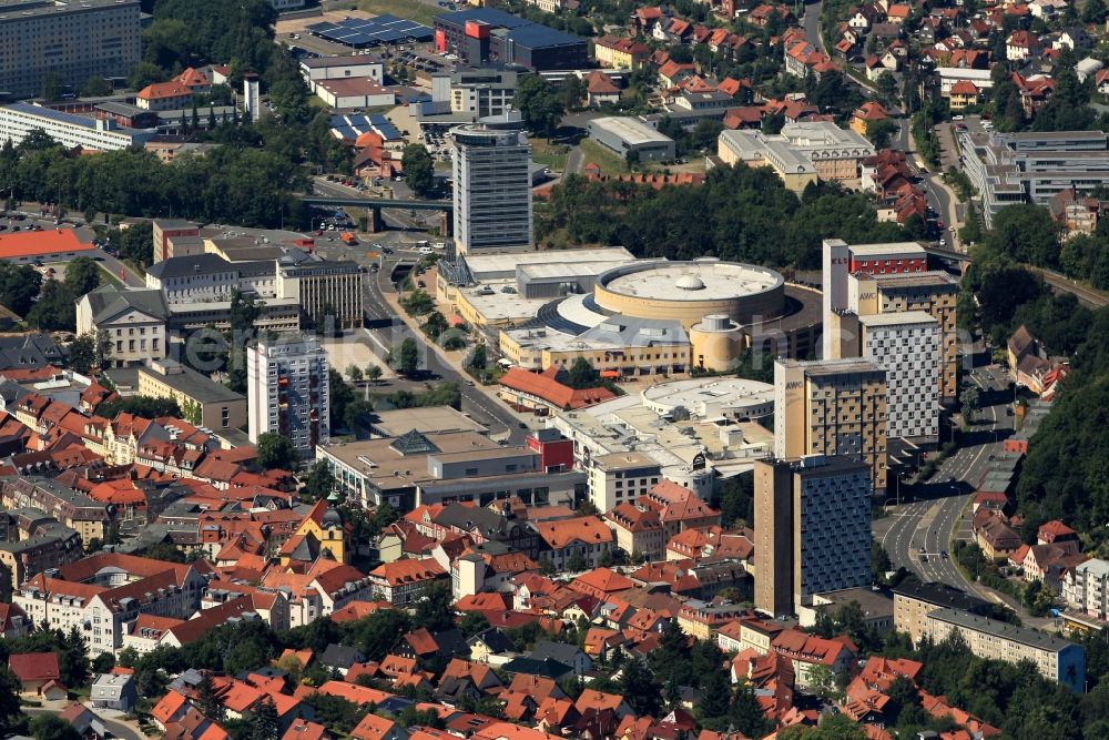 Suhl from above - City center to the round building of the CCS Tourism and Congress Center in Suhl in Thuringia