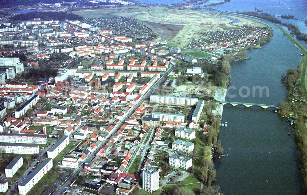 Aerial photograph Schwedt / Oder - Stadtzentrum von Schwedt / Oder. 11.03.02