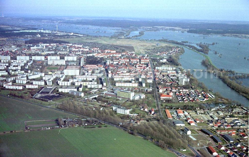 Aerial photograph Schwedt / Oder - Stadtzentrum von Schwedt / Oder. 11.03.02