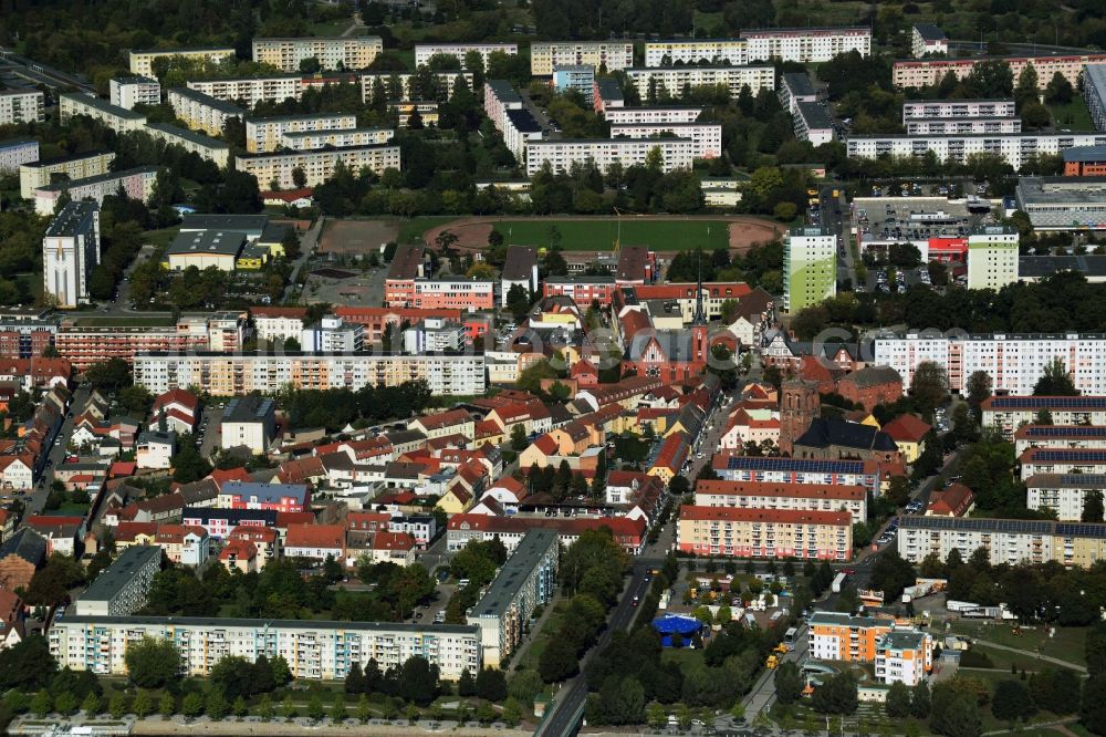 Schwedt/Oder from the bird's eye view: City center in Schwedt / Oder in Brandenburg