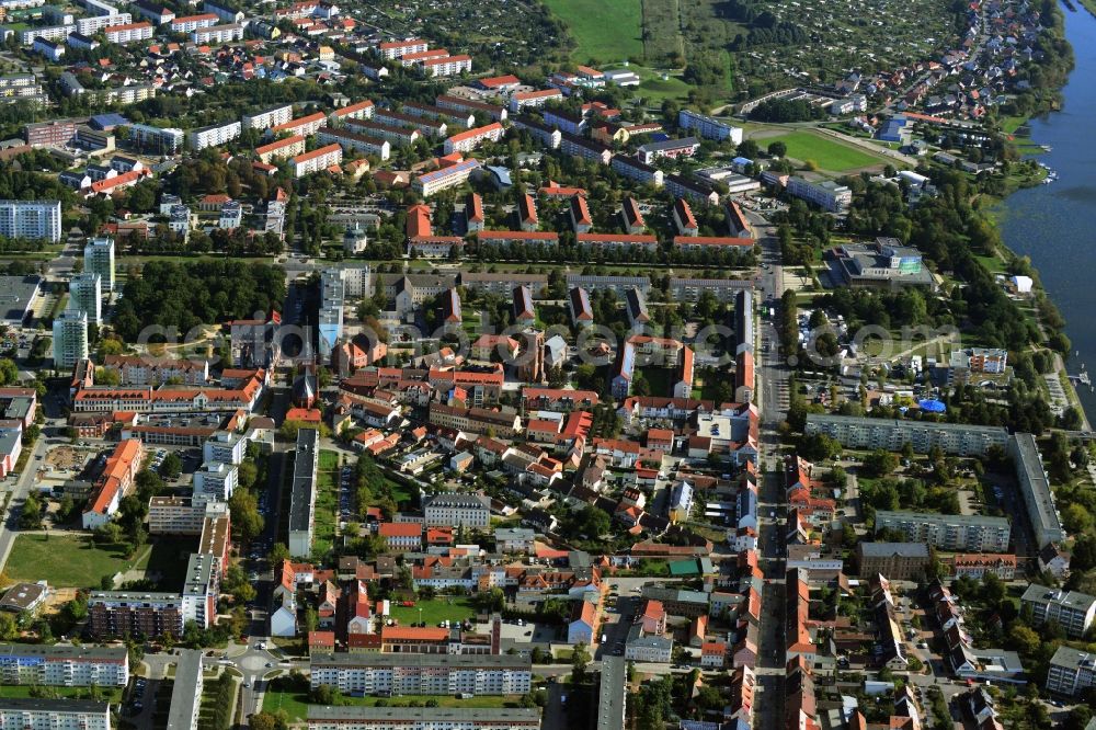 Schwedt/Oder from the bird's eye view: City center in Schwedt / Oder in Brandenburg