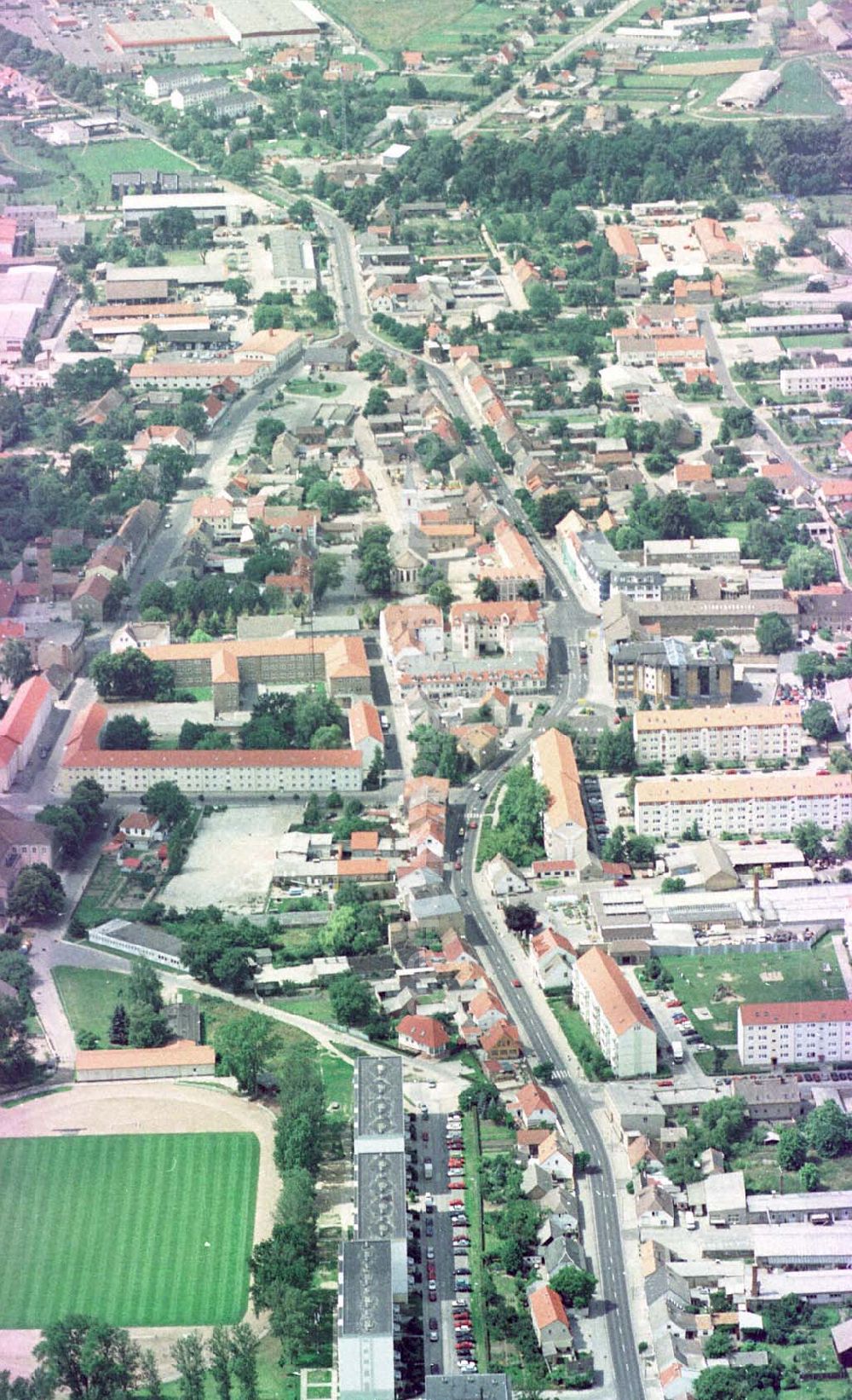 Seelow / Brandenburg from above - Stadtzentrum von Seelow / Brandenburg