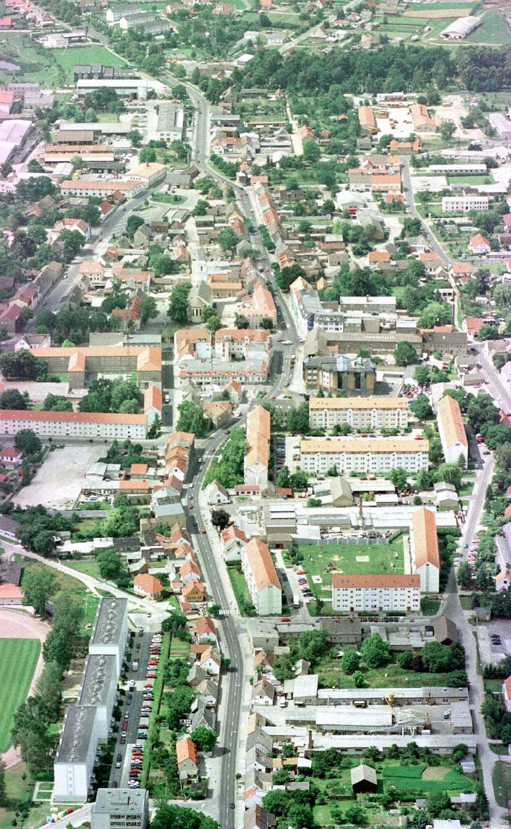 Seelow / Brandenburg from the bird's eye view: Stadtzentrum von Seelow / Brandenburg