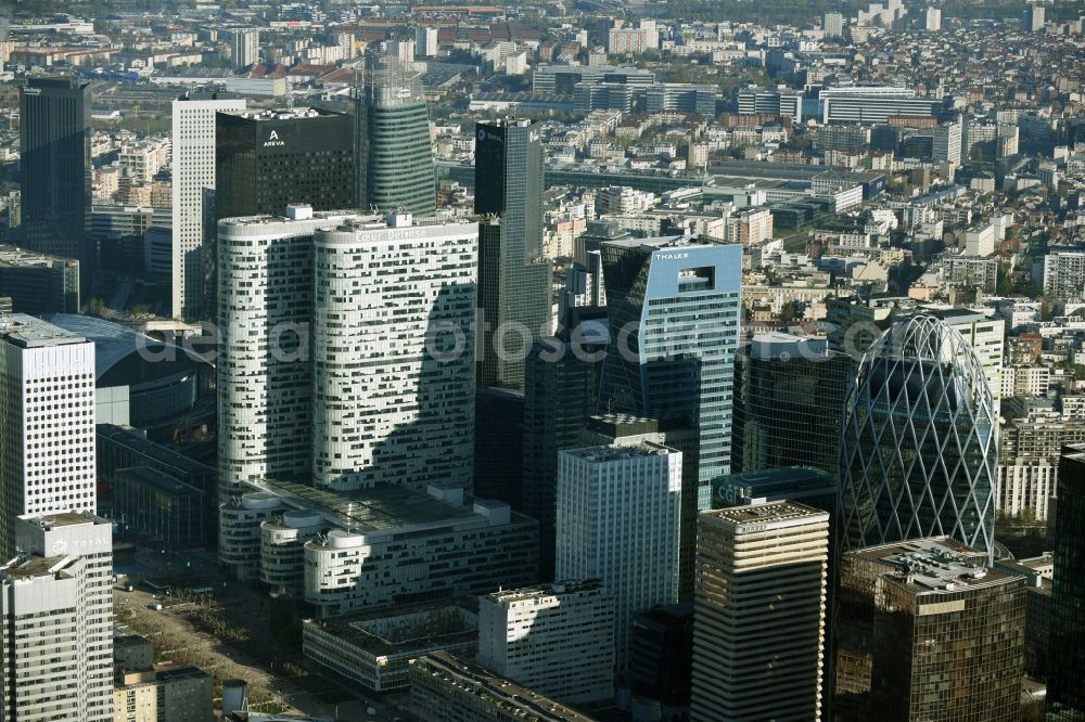 Paris from above - City center with the skyline in the downtown area in Paris Courbevoie in Ile-de-France, France