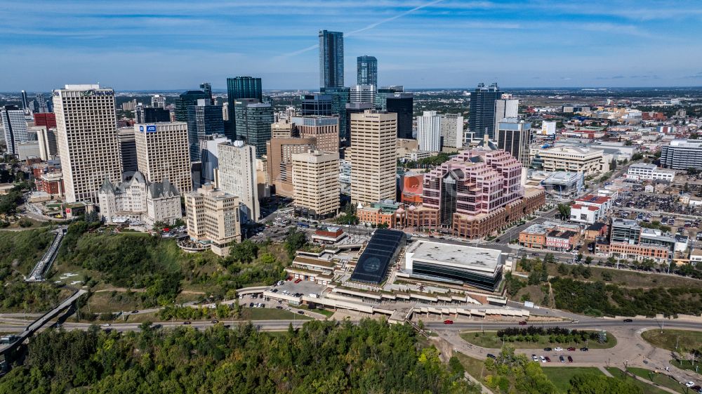 Aerial image Edmonton - City center with the skyline in the downtown area in Edmonton in Alberta, Canada