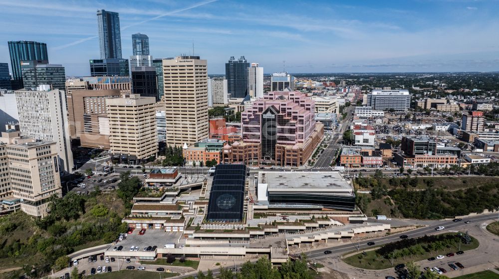 Aerial photograph Edmonton - City center with the skyline in the downtown area in Edmonton in Alberta, Canada