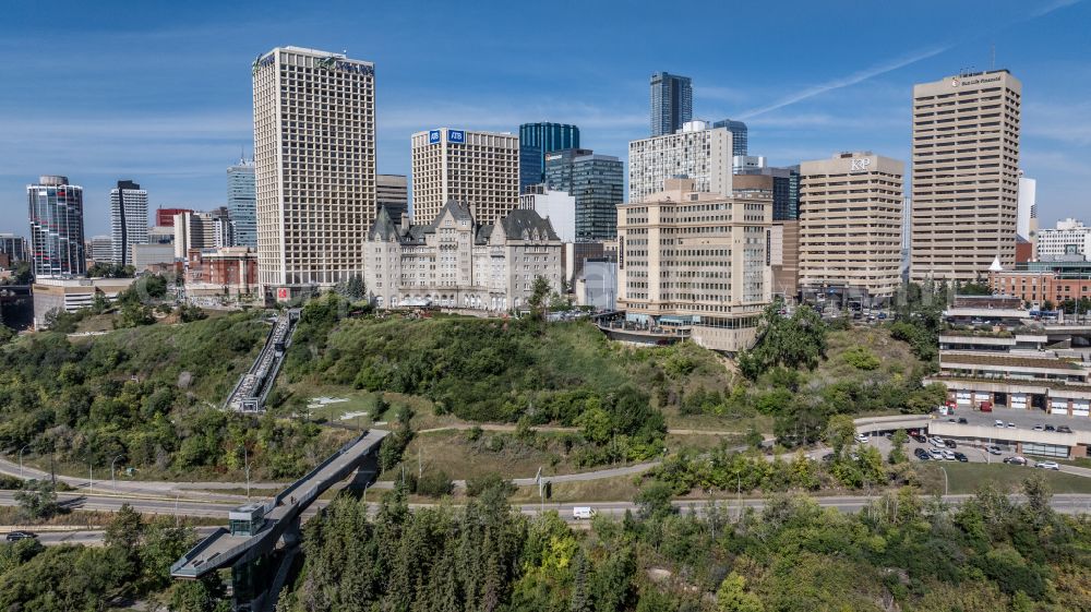 Edmonton from above - City center with the skyline in the downtown area in Edmonton in Alberta, Canada