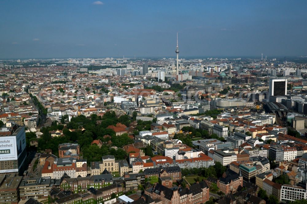 Berlin from the bird's eye view: City center with the skyline and TV-Tower in the downtown area in Berlin in Germany