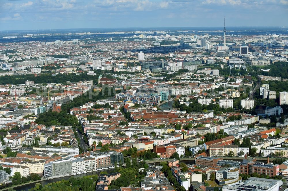 Berlin from above - City center with the skyline and TV-Tower in the downtown area in Berlin in Germany