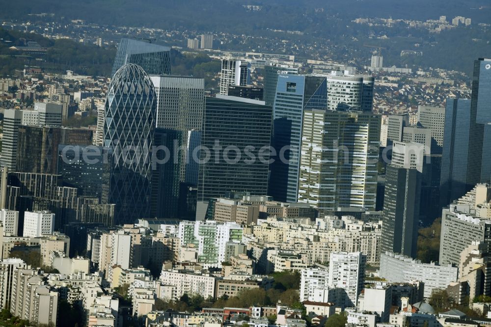 Paris from above - City center with the skyline in the downtown area La Defense in Paris in Ile-de-France, France