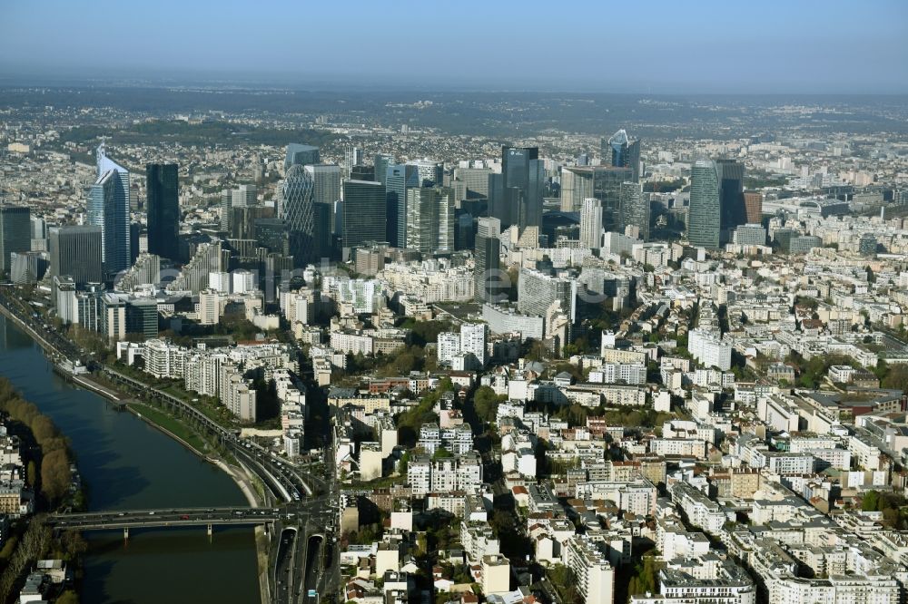 Aerial photograph Paris - City center with the skyline in the downtown area La Defense in Paris in Ile-de-France, France