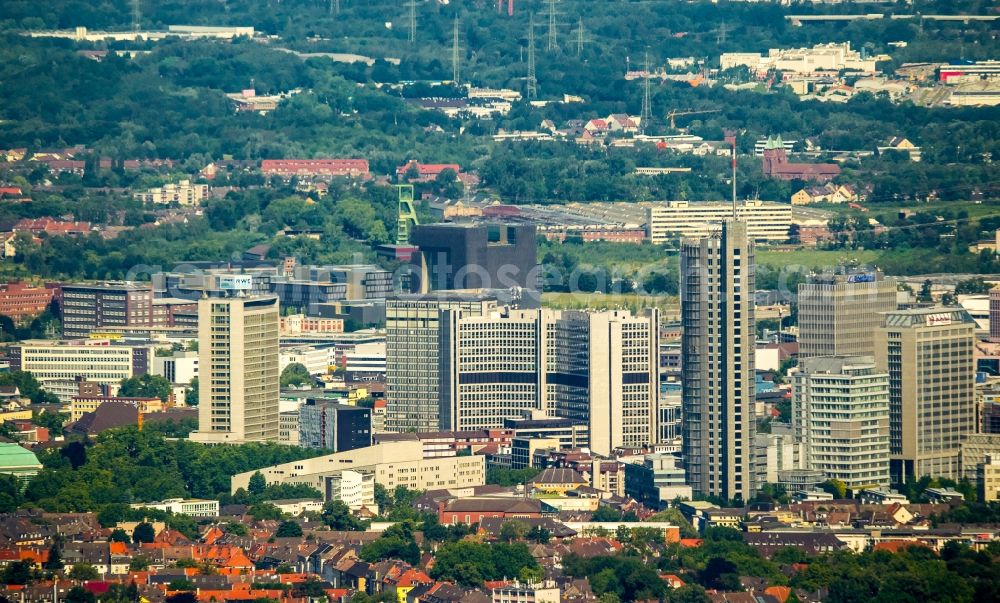 Essen from above - City center with the skyline in the downtown area in Essen in the state North Rhine-Westphalia