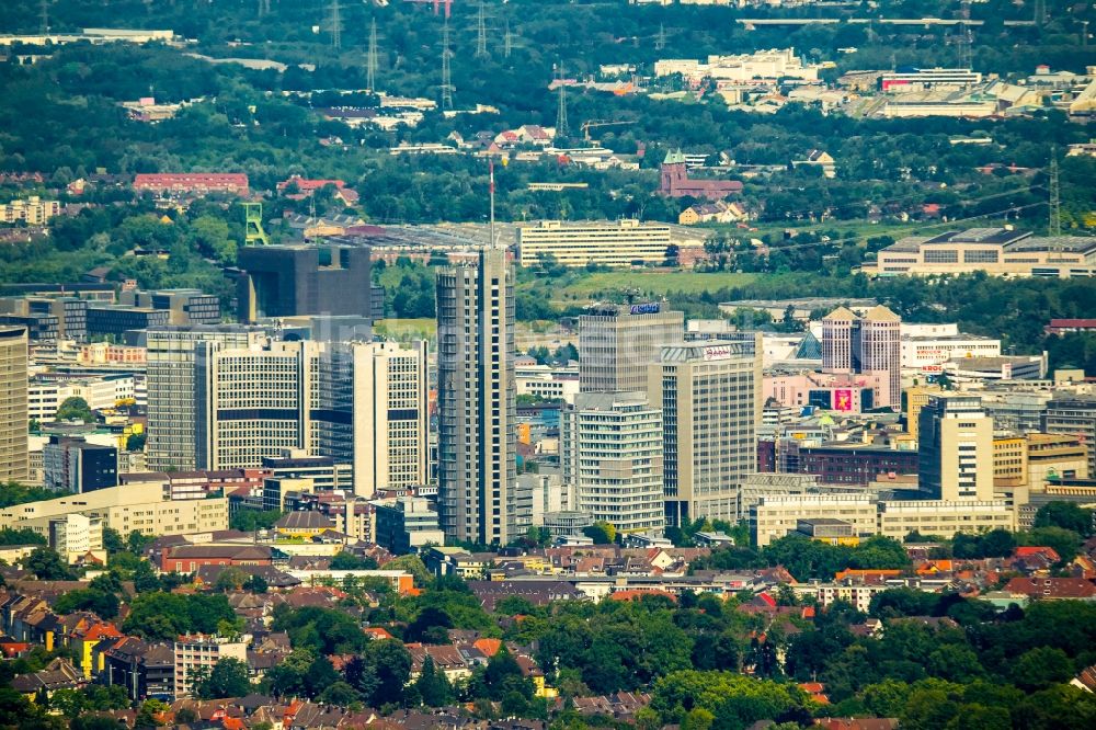 Aerial photograph Essen - City center with the skyline in the downtown area in Essen in the state North Rhine-Westphalia