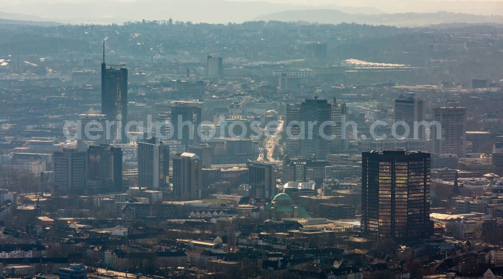 Essen from above - City center with the skyline in the downtown area in Essen in the state North Rhine-Westphalia