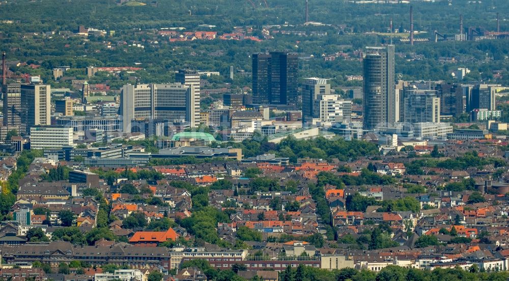 Essen from above - City center with the skyline in the downtown area in Essen in the state North Rhine-Westphalia