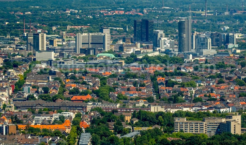 Aerial photograph Essen - City center with the skyline in the downtown area in Essen in the state North Rhine-Westphalia