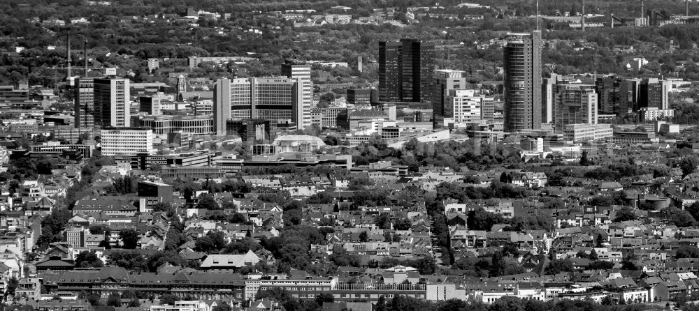 Essen from above - City center with the skyline in the downtown area in Essen in the state North Rhine-Westphalia