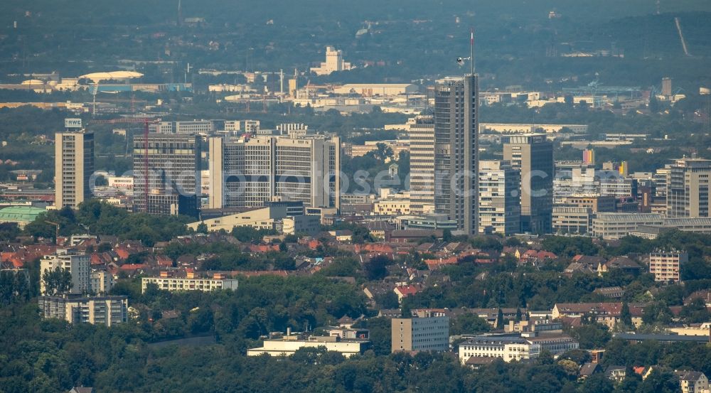 Essen from the bird's eye view: City center with the skyline in the downtown area in Essen in the state North Rhine-Westphalia