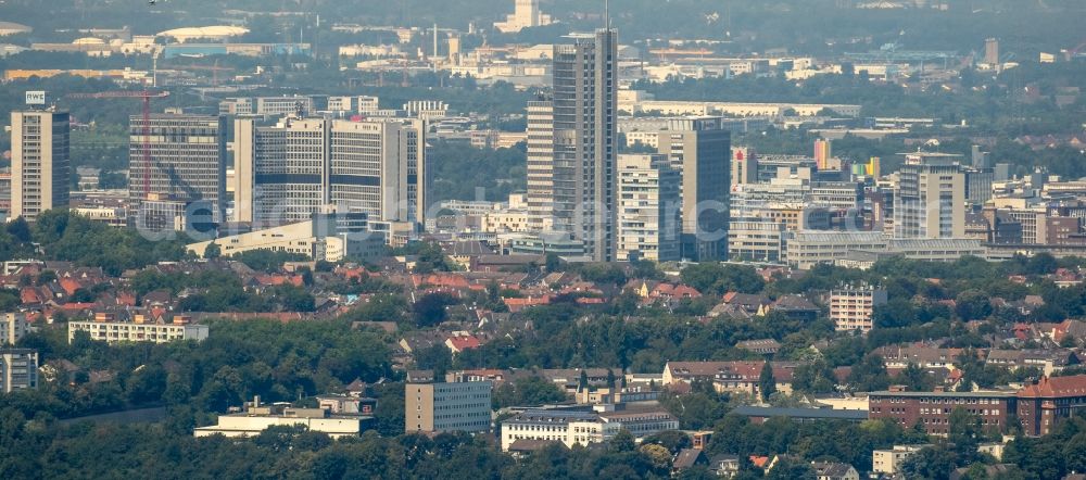 Essen from above - City center with the skyline in the downtown area in Essen in the state North Rhine-Westphalia