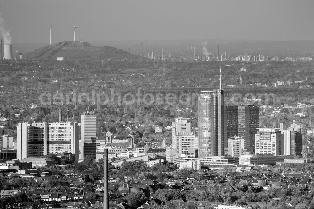 Essen from above - City center with the skyline in the downtown area in Essen in the state North Rhine-Westphalia