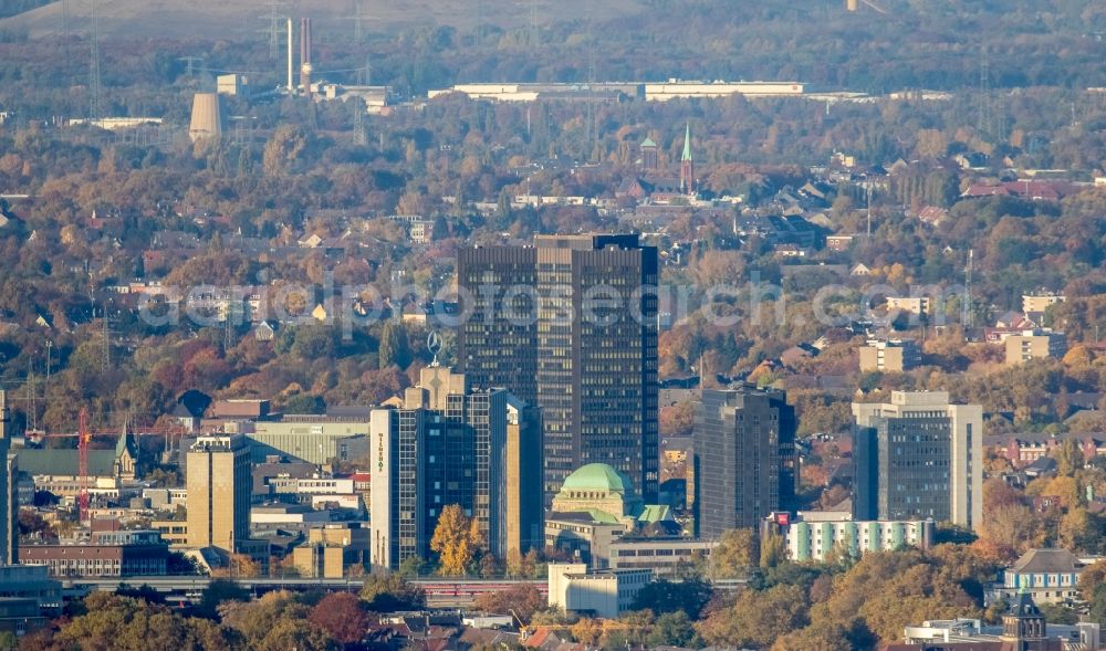 Aerial image Essen - City center with the skyline in the downtown area in Essen in the state North Rhine-Westphalia