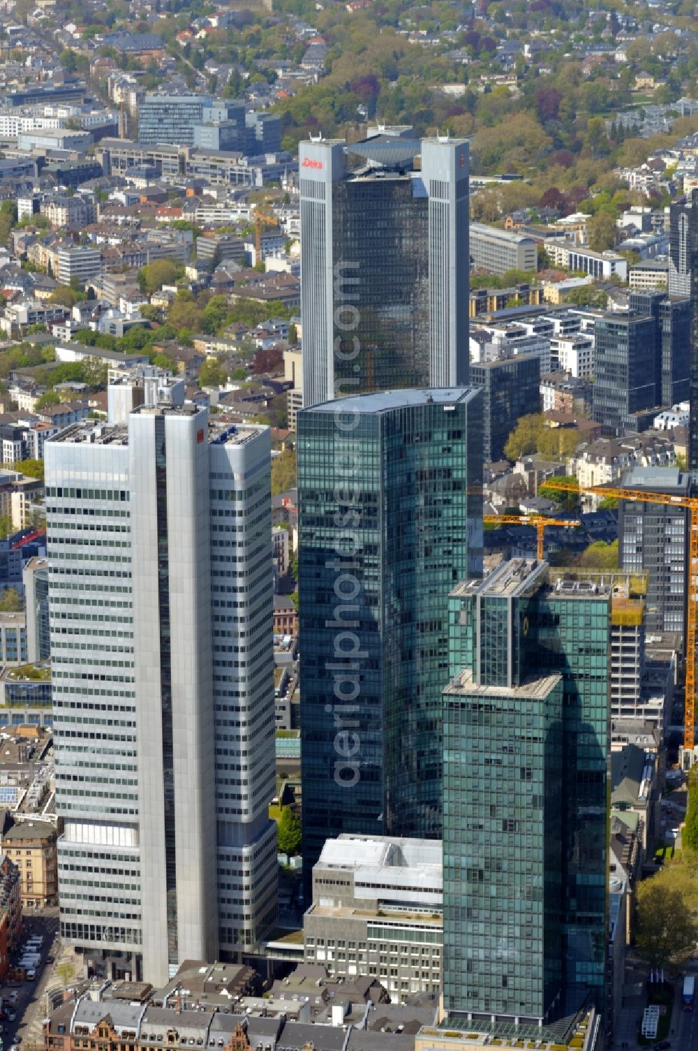 Frankfurt am Main from above - City center with the skyline in the downtown area in Frankfurt in the state Hesse