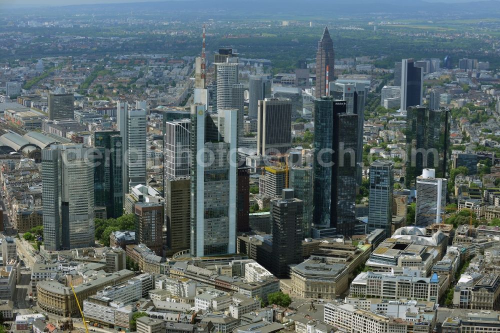 Aerial photograph Frankfurt am Main - City center with the skyline in the downtown area in Frankfurt in the state Hesse