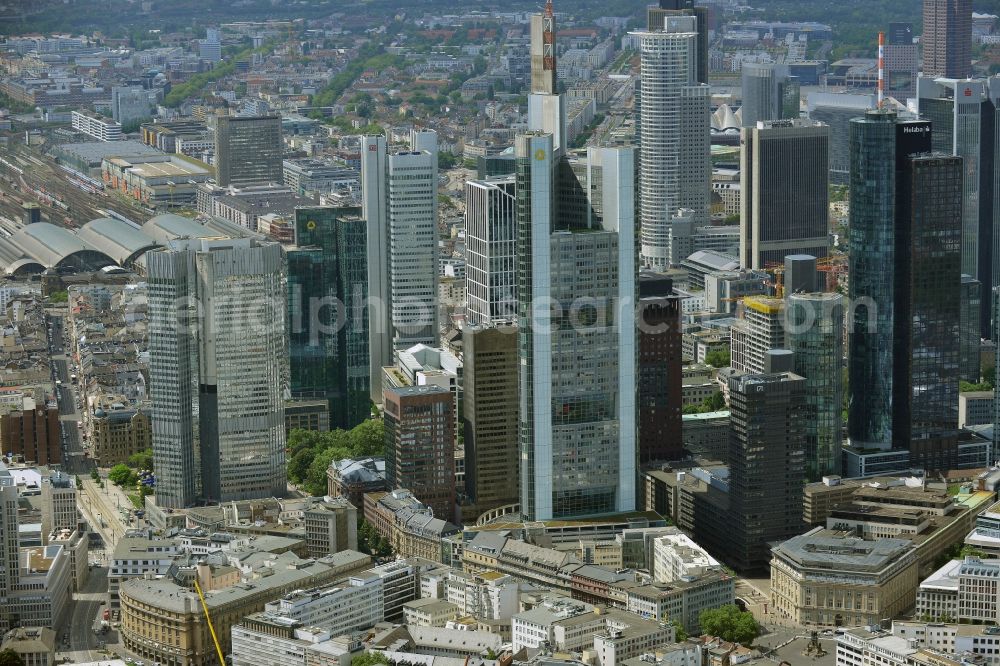 Frankfurt am Main from above - City center with the skyline in the downtown area in Frankfurt in the state Hesse