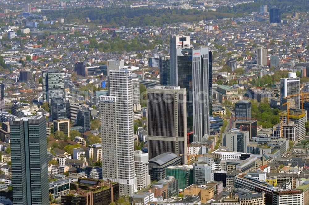 Aerial photograph Frankfurt am Main - City center with the skyline in the downtown area in Frankfurt in the state Hesse