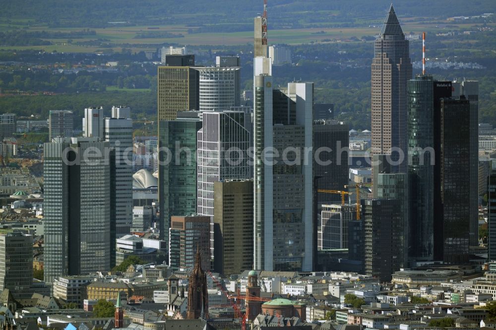 Aerial photograph Frankfurt am Main - City center with the skyline in the downtown area in Frankfurt in the state Hesse