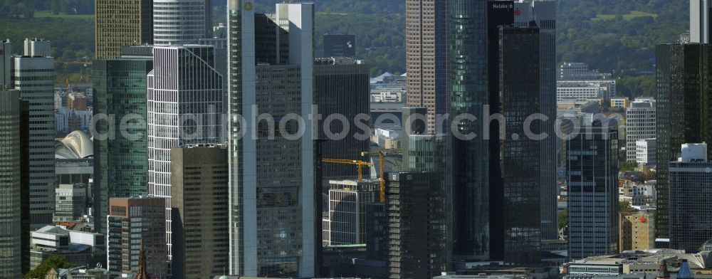 Aerial image Frankfurt am Main - City center with the skyline in the downtown area in Frankfurt in the state Hesse