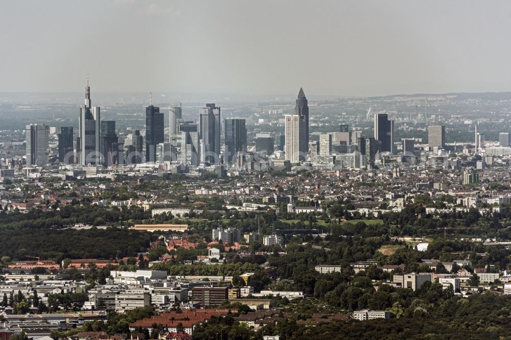 Aerial photograph Frankfurt am Main - City center with the skyline in the downtown area in Frankfurt in the state Hesse