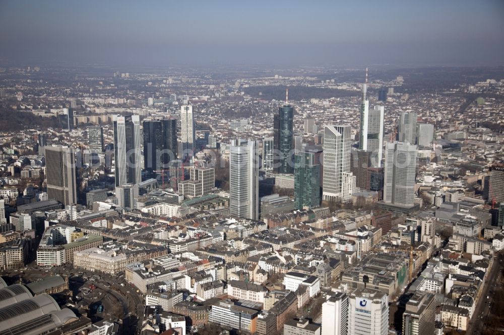 Frankfurt am Main from above - City center with the skyline in the downtown area in the district Innenstadt in Frankfurt in the state Hesse