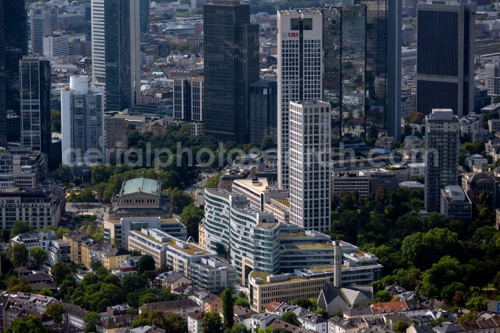 Aerial photograph Frankfurt am Main - City center with the skyline in the downtown area in the district Innenstadt in Frankfurt in the state Hesse, Germany