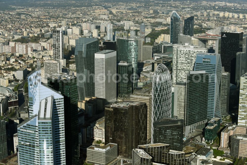 Aerial photograph Paris Courbevoie - City center with the skyline in the downtown area in Paris Courbevoie in Ile-de-France, France